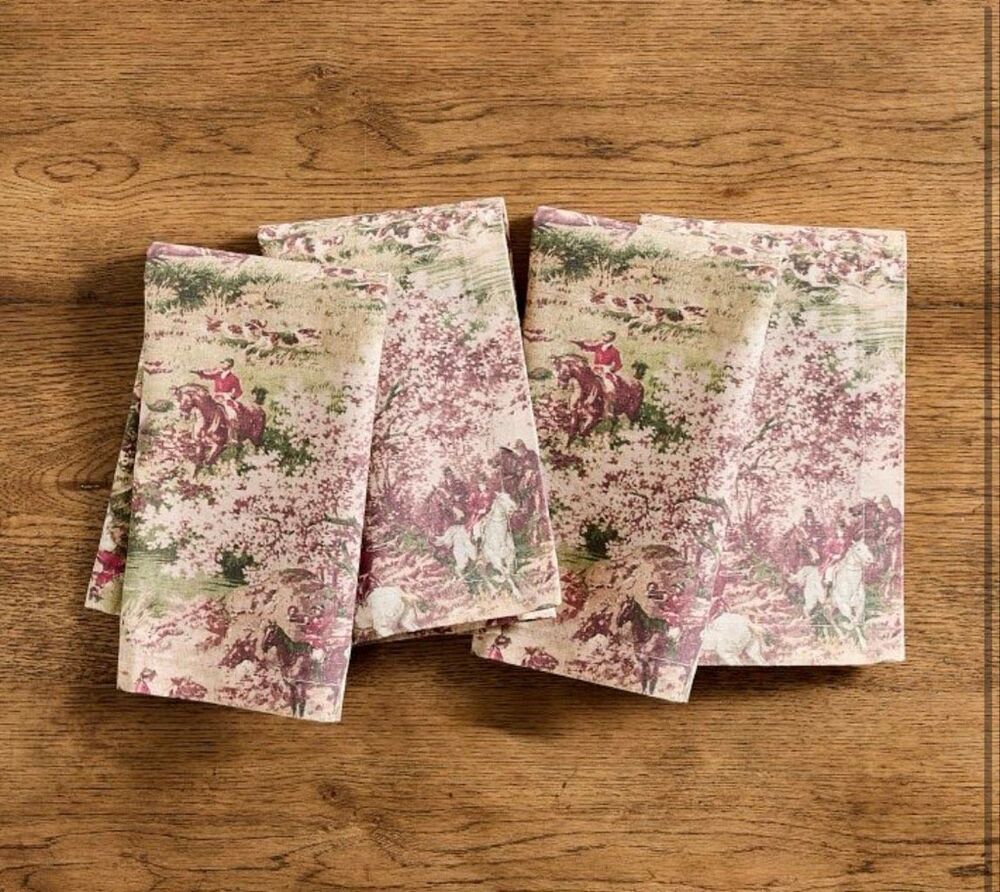 Pottery Barn Hunt Cotton Napkins Set of 4 New